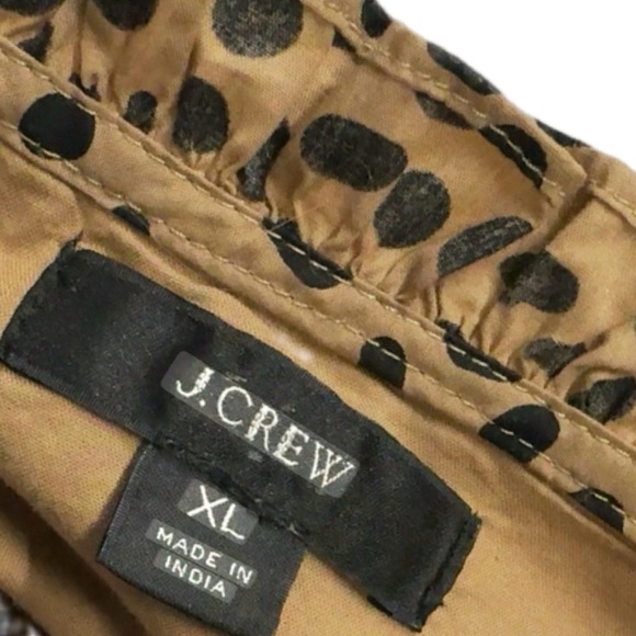 J.Crew XL Tan & Black Polka Dot Ruffle Tiered Shift Dress - Picture 6 of 6